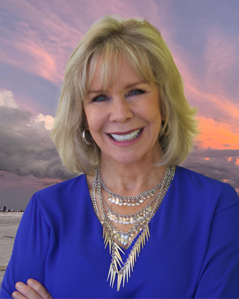 Linda Larsen Motivational-Speaker Half-Body Shot Against Sarasota Sunset for the Web