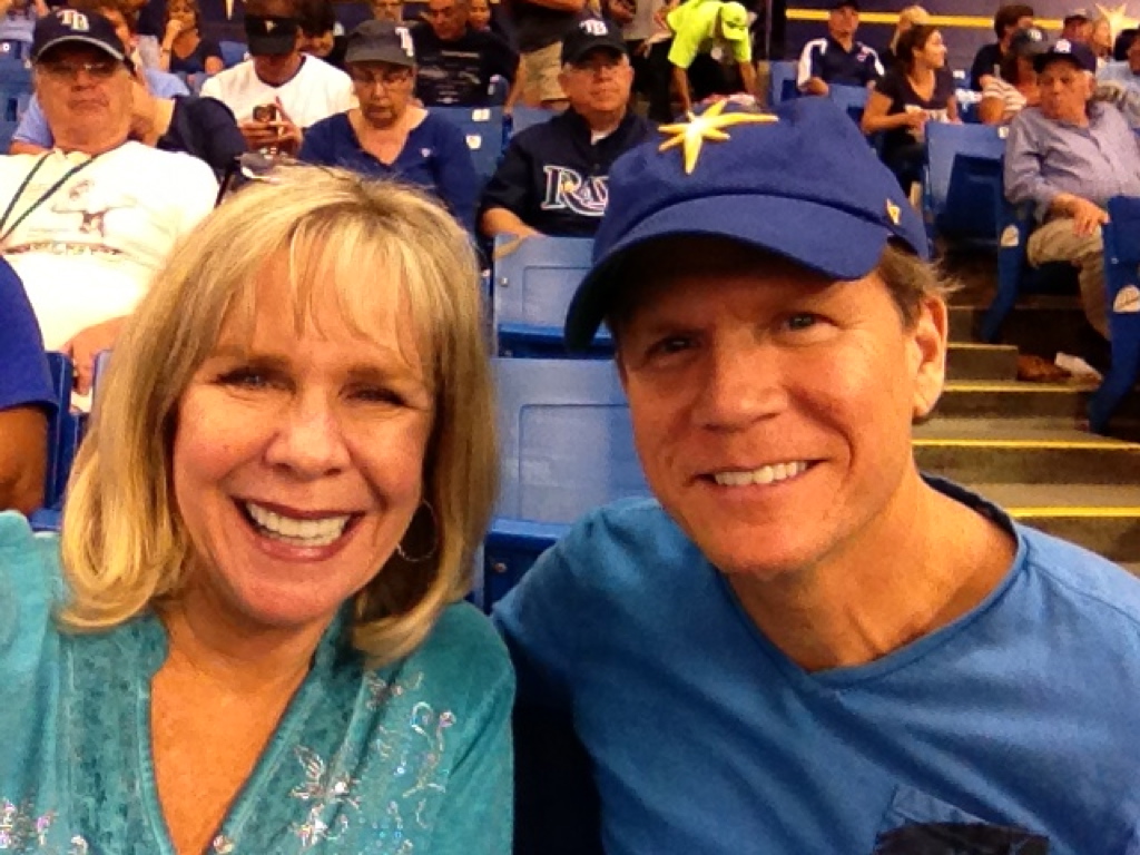 Linda with Son Miles Larsen at a Tampa Bay Rays Baseball Game